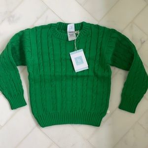 NWT children’s Bella Bliss cotton cable knit sweater; green; sz 8
